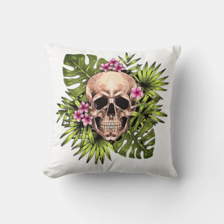 Tropical Skeleton Throw Pillow Kussen