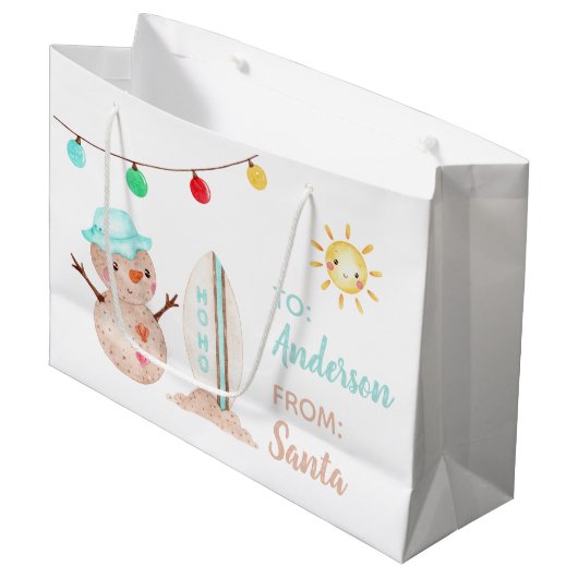 Tropical Snowman Gift Bag Groot Cadeauzakje (Voorkant Gekanteld)