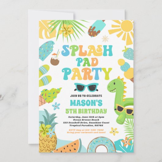 Tropical Splash Pad Zomer Verjaardagsfeest Kaart (Voorkant)