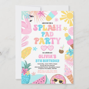 Tropical Splash Pad Zomer Verjaardagsfeest Kaart