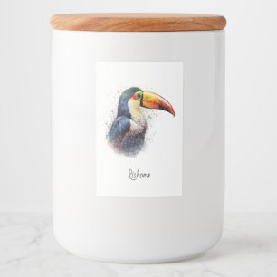 Tropical Splendor Toucan, op maat Voedselcontainer Etiket