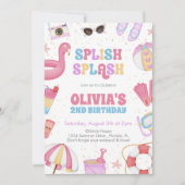 Tropical Splish Pool Party Verjaardag Kaart (Voorkant)