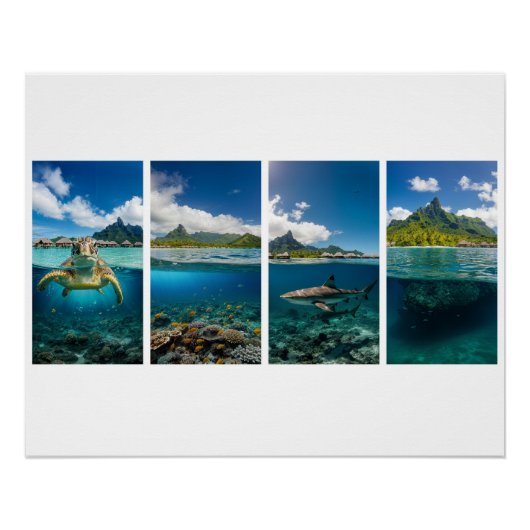 Tropical Split‑View Poster – Underwater & Island L (Devant)