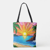 Tropical Stained Glass Sunset Tote Bag  (Achterkant)
