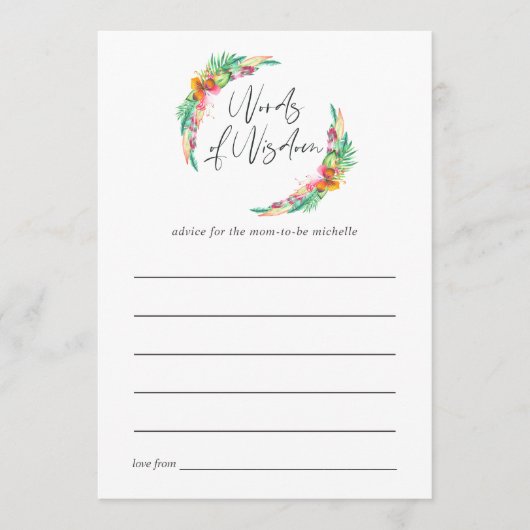 Tropical Summer Beach Baby shower Moeder Advies (Voorkant)