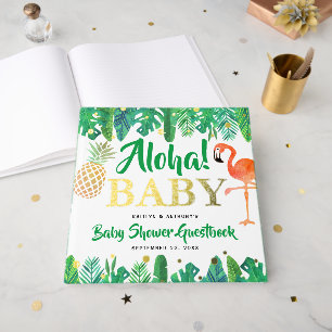 Tropical Summer Beach Luau Boys Baby shower Echt Gastenboek