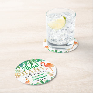 Tropical Summer Beach Luau Boys Baby shower Ronde Kartonnen Onderzetter