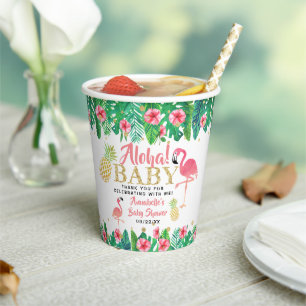 Tropical Summer Beach Luau Meisjes Baby shower Papieren Bekers