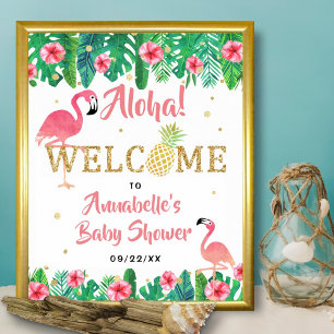 Tropical Summer Beach Luau Meisjes Baby shower Poster