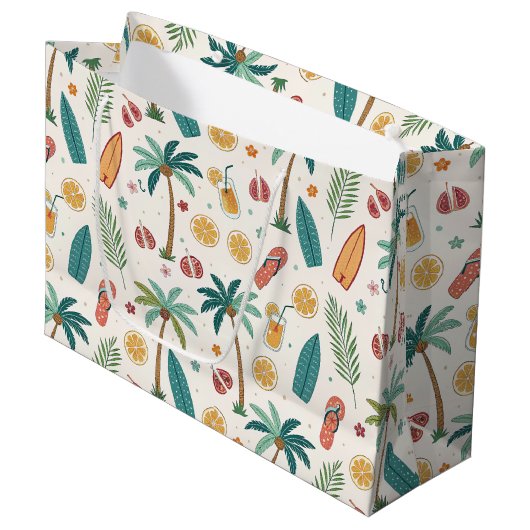 Tropical Summer Beach Pattern (1) Groot Cadeauzakje (Voorkant Gekanteld)
