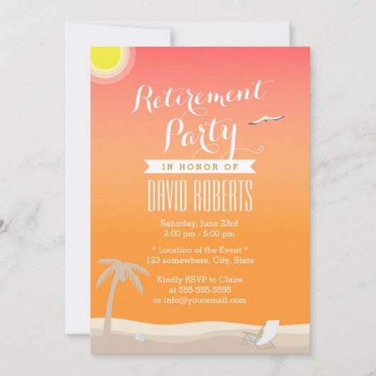 Tropical Summer Beach Retraite Party Invitations (Devant)