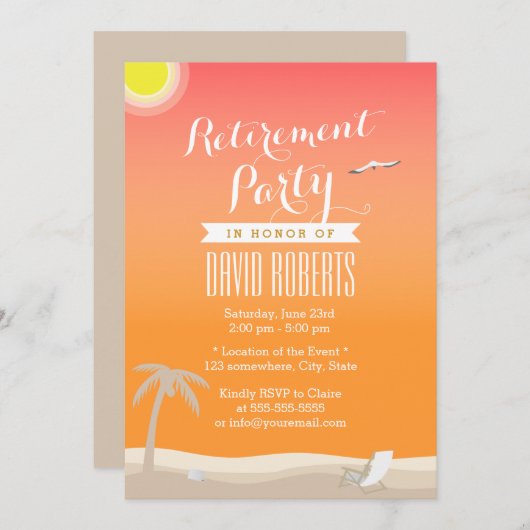 Tropical Summer Beach Retraite Party Invitations (Devant / Derrière)