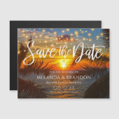 Tropical Summer Beach Wedding Save the Date Magnet (Devant / Derrière)