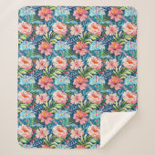 Tropical Summer Flowers Pattern Pretty Floral Sherpa Deken (Voorkant)