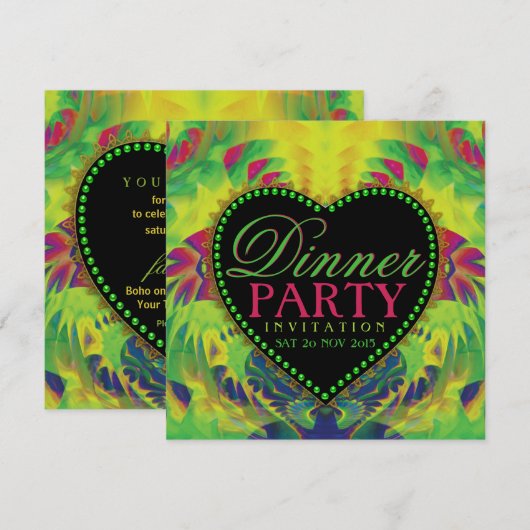 Tropical Summer Love Dinner Invitations (Devant / Derrière)