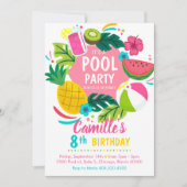 Tropical summer pool party Invitation Kaart (Voorkant)