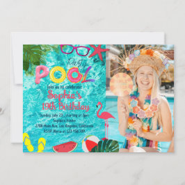 Tropical Summer Pool Party Verjaardag Custom Afbee Kaart