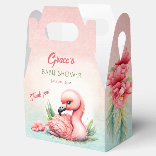 Tropical Summer Roze Flamingo Meisje Baby shower Bedankdoosjes (Geopend)