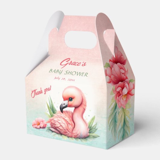 Tropical Summer Roze Flamingo Meisje Baby shower Bedankdoosjes (Voorkant Zijde)