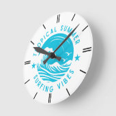 Tropical Summer Surfing Vibes Horloge murale - Rid (Angle)