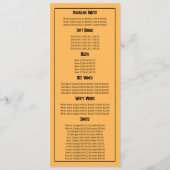 Tropical Sunrise, Restaurant Slimline Menu (Achterkant)