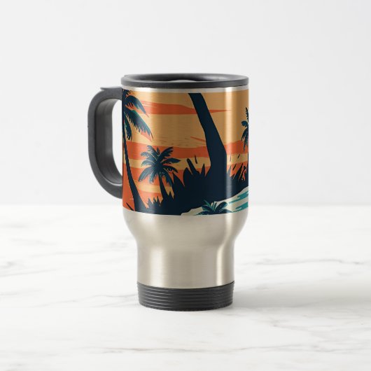 Tropical Sunset Beach Coffee Mug – Relaxing Palm (Devant gauche)
