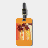 Tropical Sunset Beach Palm Tree Island Bagagelabel (Voorkant verticaal)