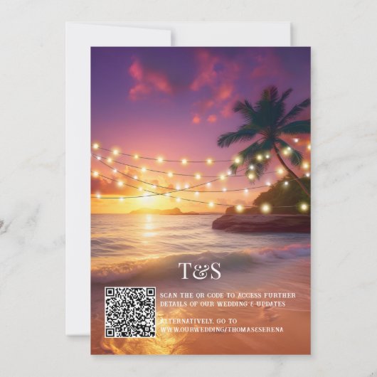 Tropical Sunset Beach QR-code Sla de datum op Kaart (Achterkant)
