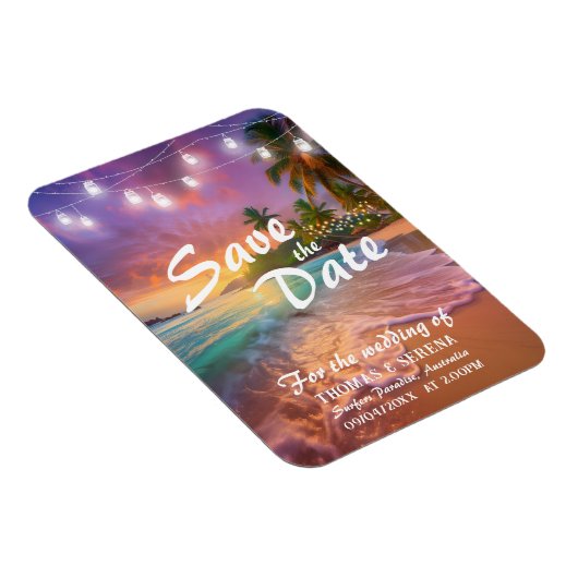 Tropical Sunset Beach QR-code Sla de datum op Magneet (Rechterzijde)