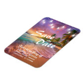 Tropical Sunset Beach QR-code Sla de datum op Magneet (Linkerzijde)