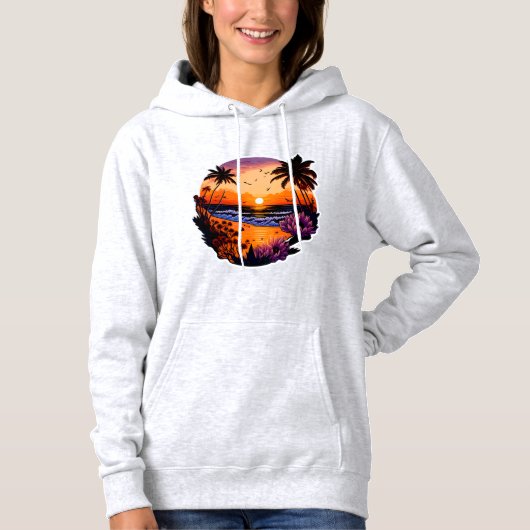 Tropical Sunset Beach Sweat à capuche Femmes (Devant)