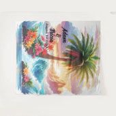 Tropical Sunset Escape Wedding Backdrop Wandkleed (Voorkant (horizontaal))