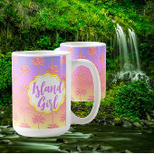 Tropical Sunset Island Girl Palm Rose Mug