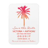 Tropical Sunset Palm Tree Beach Save the Date Magneet (Verticaal)