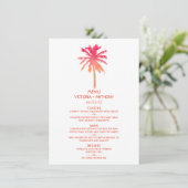 Tropical Sunset Palm Tree Beach Wedding Menu (Debout devant)