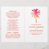 Tropical Sunset Palm Tree Beach Wedding Programme (Devant)