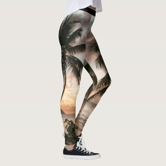Tropical Sunset Palm Trees Caribbean USVI Leggings (Rechts)