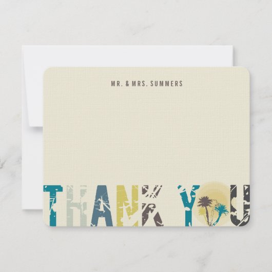 Tropical Sunset Palm Trees Photo Mariage Merci (Devant)