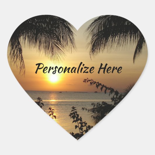 Tropical Sunset Paradise Square Sticker (Voorkant)