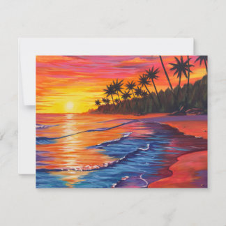 Tropical Sunset Response Card RSVP Kaartje