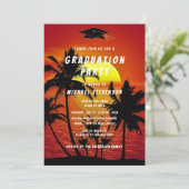 Tropical Sunset Uw QR Code Afstuderen Uitnodiging (Staand voorkant)