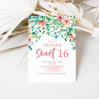 Tropical Sweet 16 Aloha Luau Invitation Anniversai