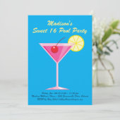Tropical Sweet 16 Pool Party Uitnodiging (Staand voorkant)