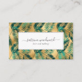 Tropical Teal Gold Foliage Pattern Appointment Visitekaartje (Voorkant)
