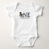 Tropical The Big One Surf Teckel Verjaardag Romper (Voorkant)