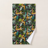 Tropical Tiger Black Botanical Oerwoud Safari Cats Bad Handdoek (Handdoek)
