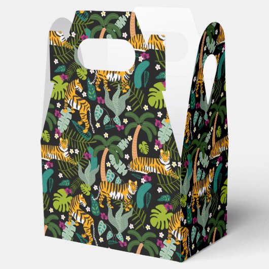 Tropical Tiger Black Botanical Oerwoud Safari Cats Bedankdoosjes (Geopend)