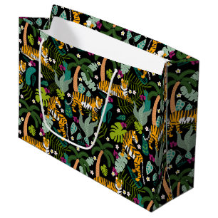Tropical Tiger Black Botanical Oerwoud Safari Cats Groot Cadeauzakje