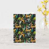 Tropical Tiger Black Botanical Oerwoud Safari Cats Kaart (Gele Bloem)