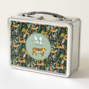 Tropical Tiger Black Botanical Oerwoud Safari Kind